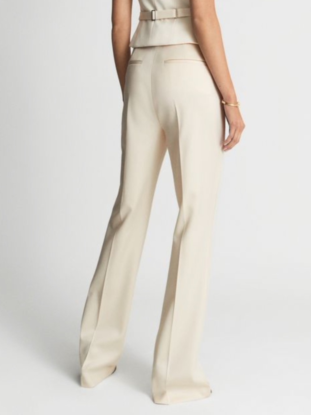 NWT REISS Stretch-Wool Luna Flair Trousers - Ecru 0 - Picture 5 of 16